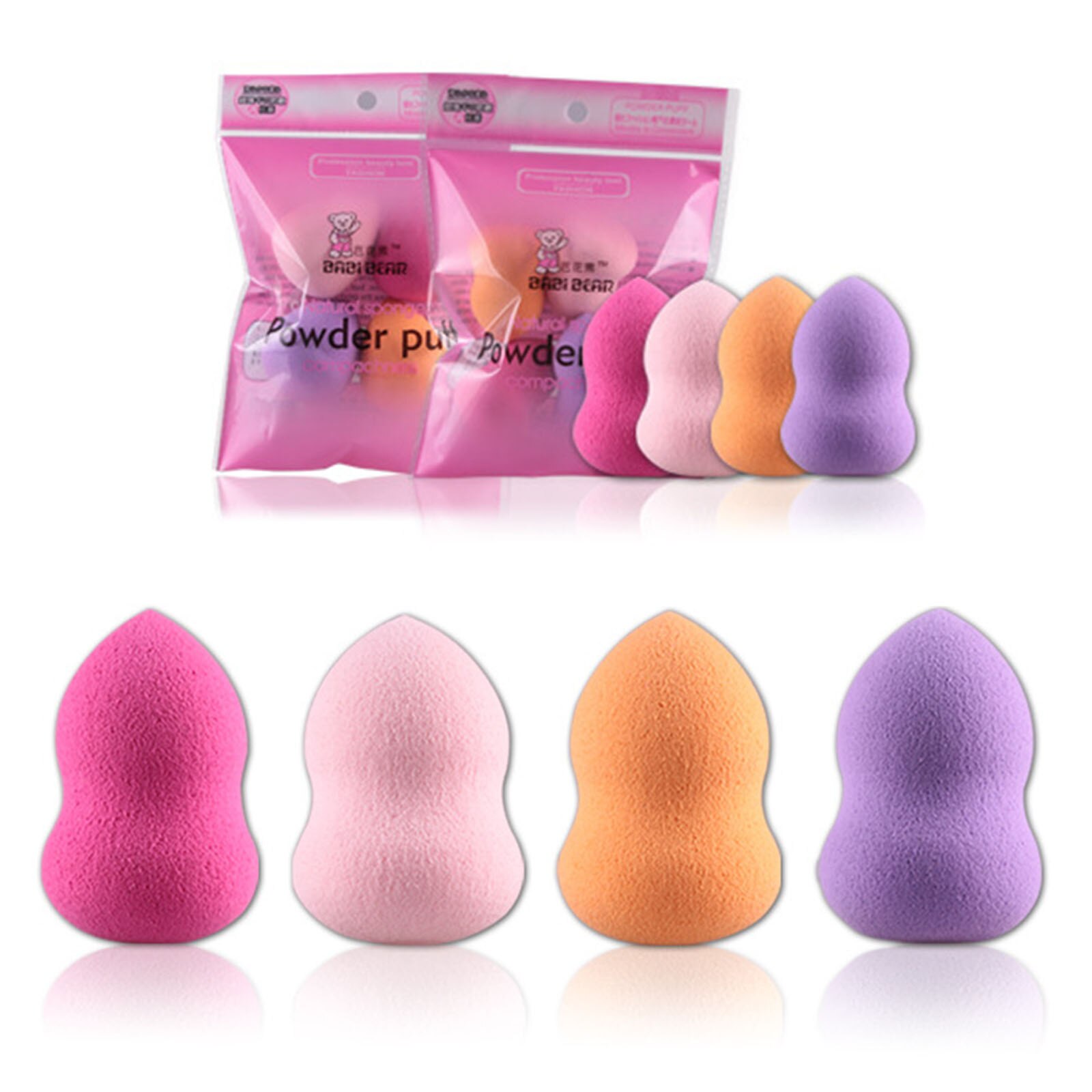 4pcs / set Beauty Soft Makeup Sponge Puff Face Nose Facial Base Liquid Powder Puff Soft Base Sponges Cosmetic Tool