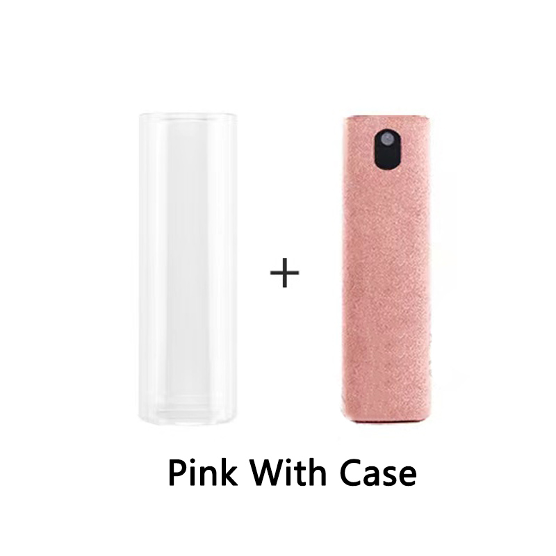 2 In 1 Phone Screen Cleaner Spray Portable Tablet Phone Touch Cell Screen Cleaner Microfiber Cloth Set Glass Cleaning Artifact: black
