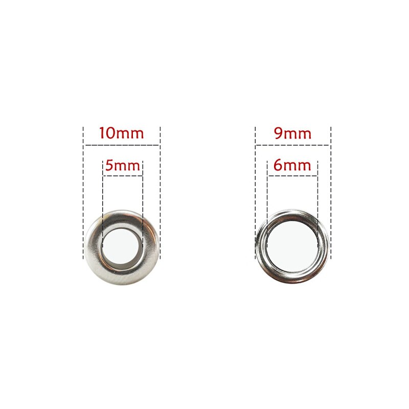 Ojales perforados de acero inoxidable para zapatos, accesorios de decoración para cinturón de ropa, 100 unids/paquete: 5mm