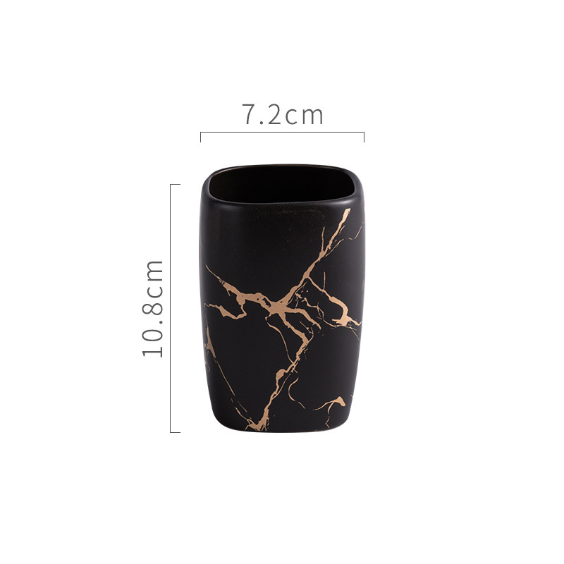 Céramique Dentifrice Brosse À Dents Tasse Luxe Rince-bouche Tasse Accessoires De Salle De Bain Fournitures De Salle De Bain: Black