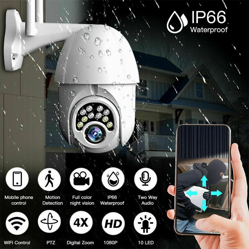 1080P 10 Led Wifi Ip Security Camera Draadloze Outdoor Hd Home Ptz Ir Cam Ir Camera Draadloze Wifi Ptz home Security