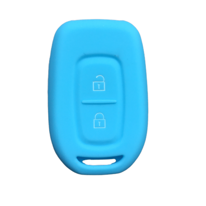 Silicone Rubber Car Key Case Shell for Renault Duster Dacia Scenic Master Megane Fob 2 Button Remote Key Cover: sky blue