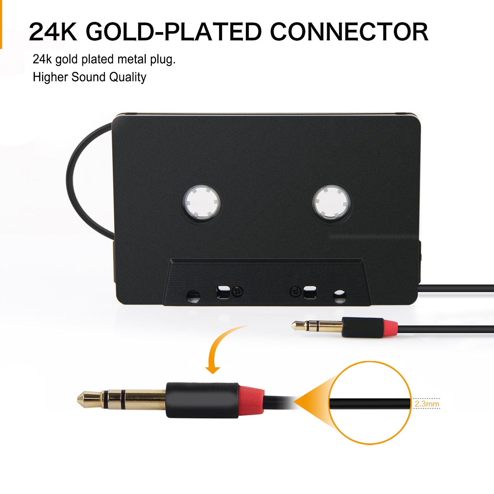 3.5mm Car Audio Cassette to Aux Adapter Stereo 4 Channel Output Cassette Tape Player 3.5mm Auxillary Cable Tape Adapter