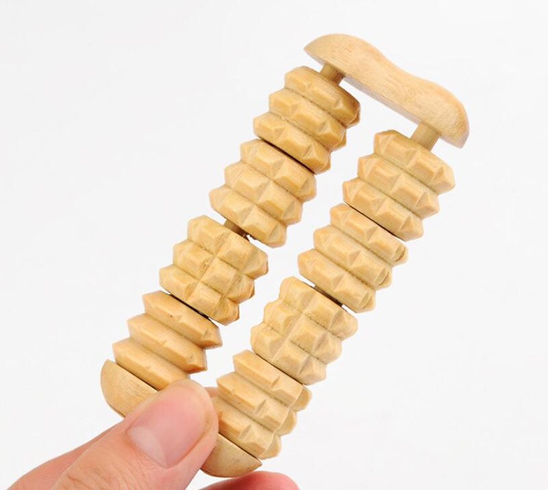 Wooden household massage stick wooden manual push back ball roller type sole cervical spine lymph waist and leg massager