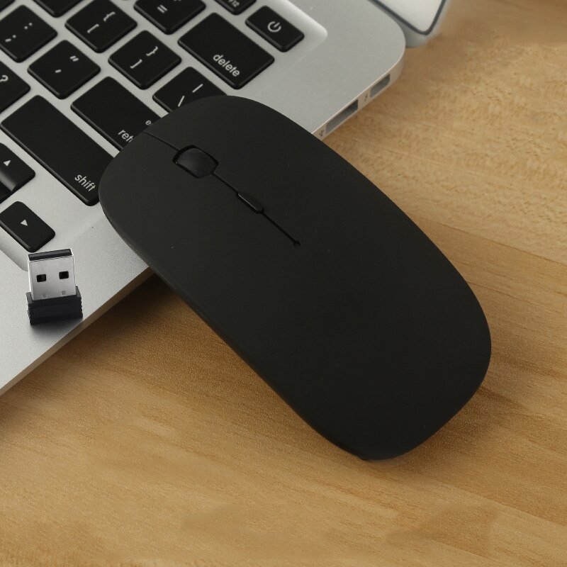 Draadloze muis usb computermuis mini ergonomische optische stille pc-muis 2.4 ghz energiebesparende kantoormuis voor laptop pc notebook: Zwart