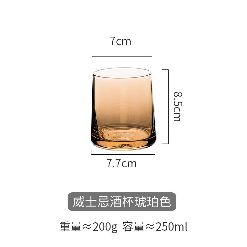 Colorful Ion Plated Glass Household Ins Wind Wine Glass Transparent Water Glass Female Cup Crystal Wine Whiskey Glasses: amber