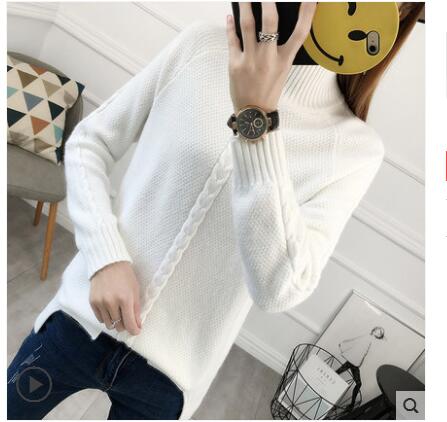 Women Turtleneck Winter Warm Sweater Long Sleeve Loose Casual Knitted Women Sweaters And Pullovers Female Jumper Tops: White / M