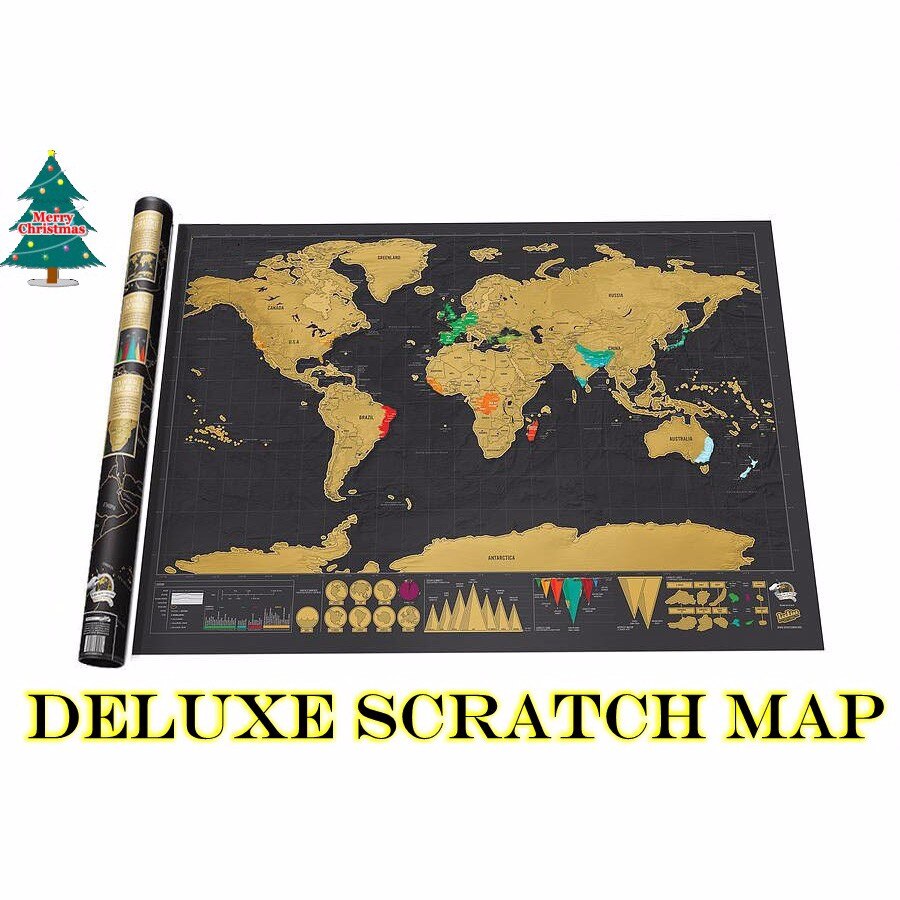 42x30cm Travel Deluxe Scratch off Map Erase black World mapa For kids Traveler Geography wall Poster mundi rascar