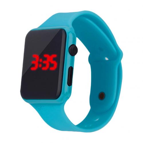 LED Digital Sport Watch for Boys Girls Men Women Unisex Rectangle Dial Display Plastic Electronic Wrist Watch montre homme: Blue