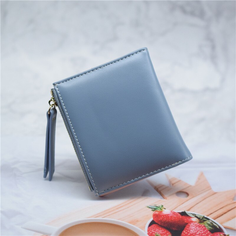 Women Wallet and Purse PU Leather Short Female Purse Hasp/zipper Credit Card Holder Wallet Black/blue/brown/pink Ladies Wallet