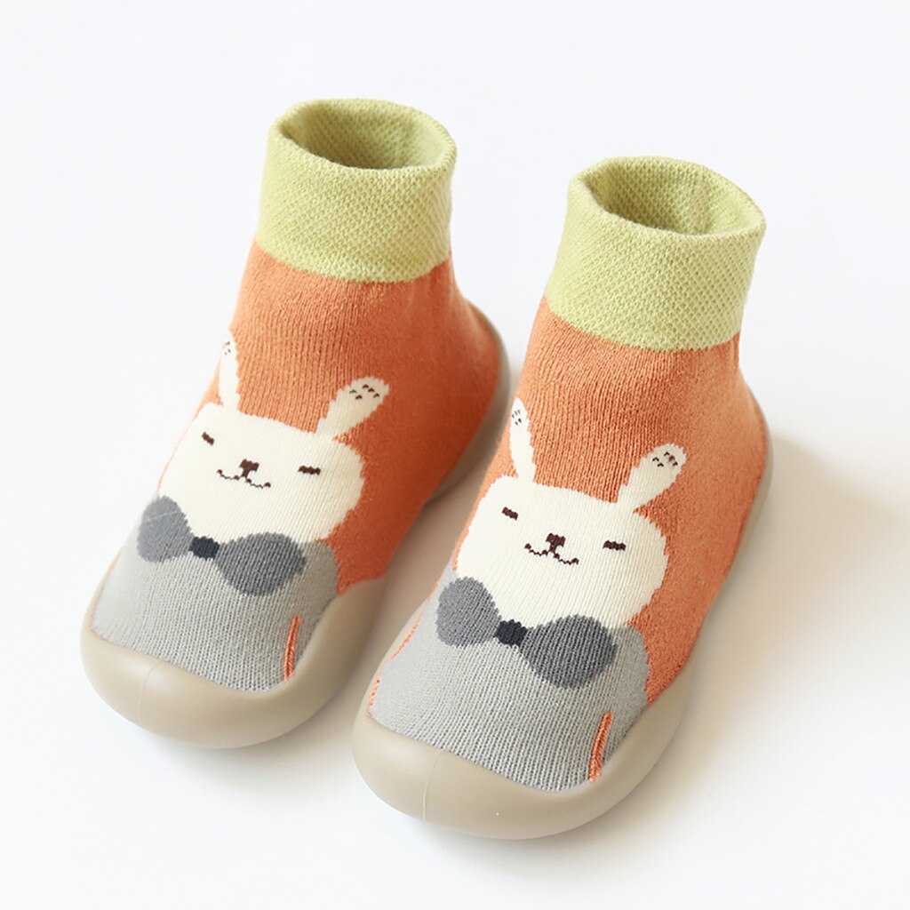 Baby Boy Girl Socks Cotton Children Floor Socks Anti-Slip Baby Step Socks Shoes: Orange  / 24M