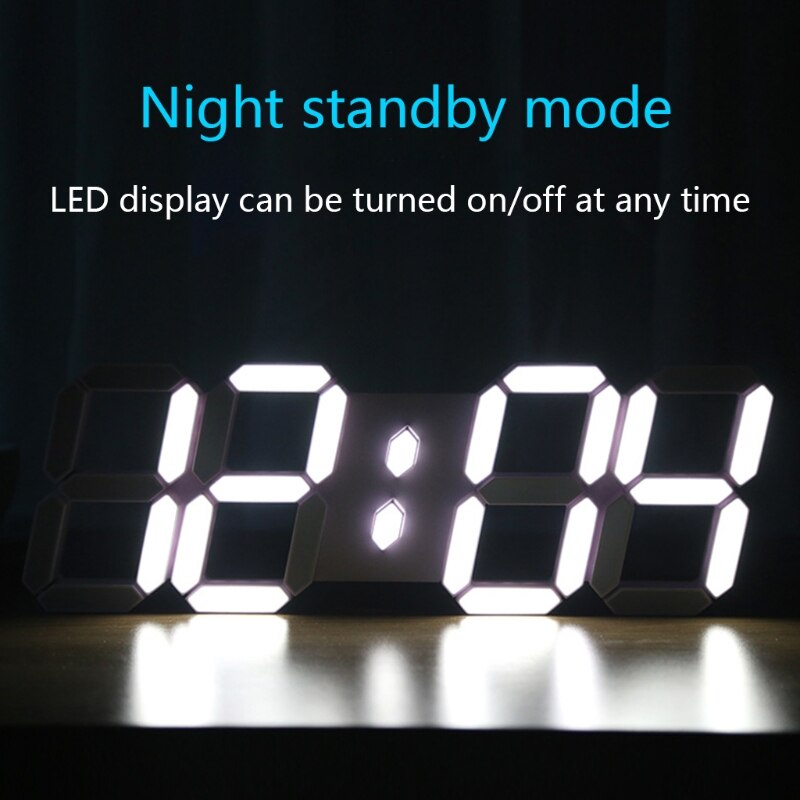 3D LED Digital Wall Clock with Extra Large Numbers, Remote Control, Large Digital Timer, for Warehouse/Office/Home/Livin