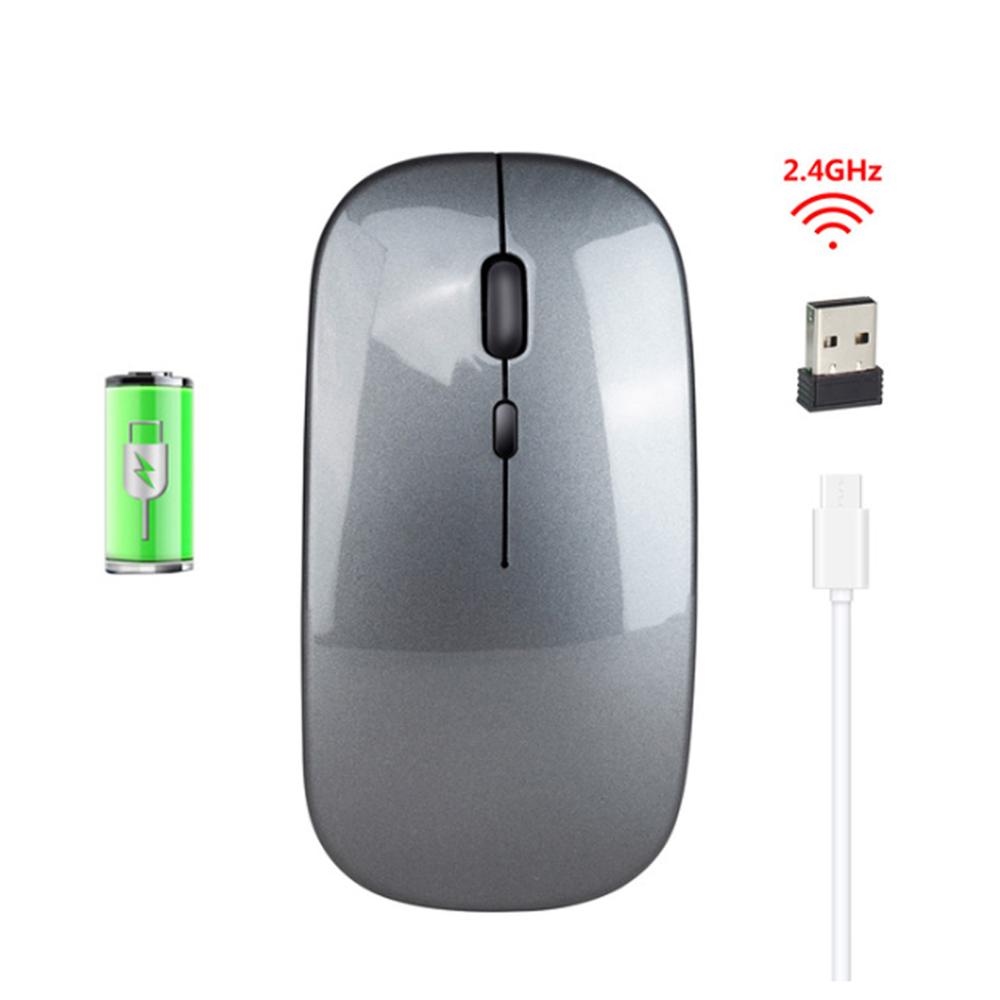 1600Dpi Wireless Mouse 2.4Ghz Classic Rechargeable Computer Mice Ultra-Thin Silent Mouse Mute For Laptop PC Office Notebook: Gray