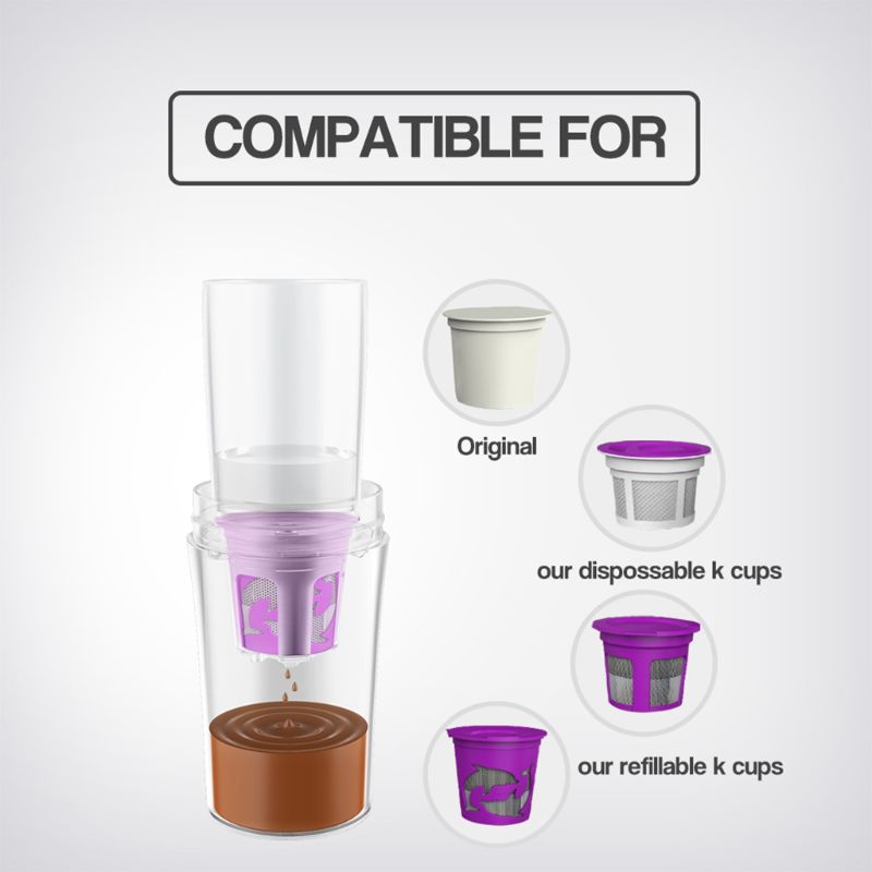 Portable Cold Brew Pour Over Drip Coffee Maker K-Cup Single Serve Mug