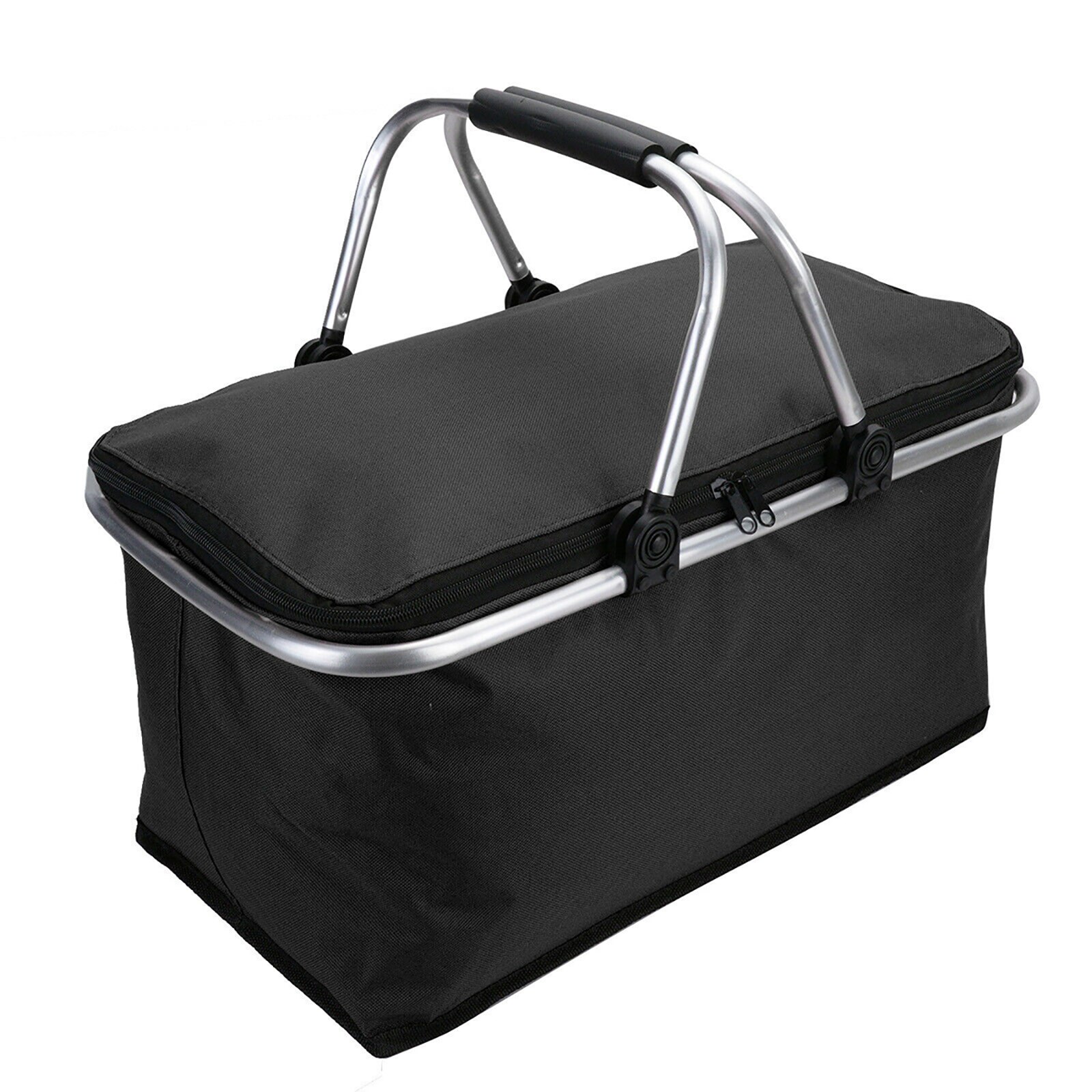 30L Falten Picknick Camping Korb Isoliert Einkaufen Kühler Hause Lagerung Korb Korb Korb Tasche Kasten draussen Picknick Taschen: Schwarz