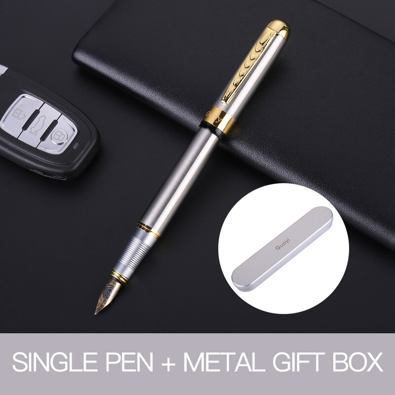Guoyi G001 luxury Ink Fountain pen Metal high-end business office and corporate logo customization signature pen: Steel Pen Gift