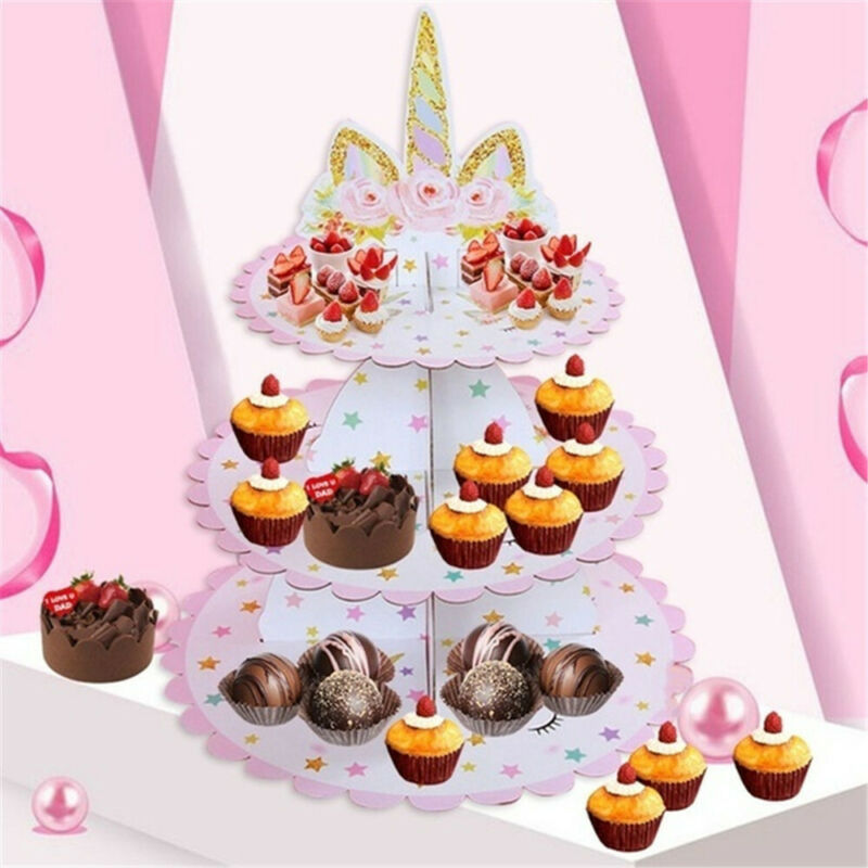 3-tier Papier Cake Stand Kids Verjaardagsfeestje Decoratie Cupcake Stand Candy Bar