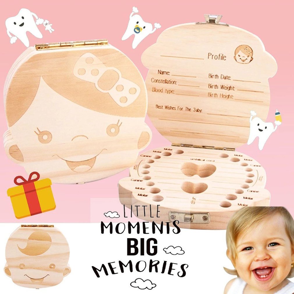 Caja de almacenamiento de madera para pelo de bebé con dientes de leche, caja de colección de cordón Umbilical para bebé, caja organizadora para dientes de leche, de madera