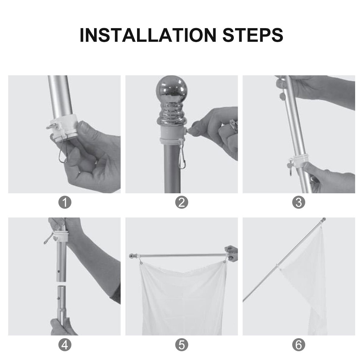 5PCS Convenient Flag Pole Kit 360 Degree Spinning Flag Accessories