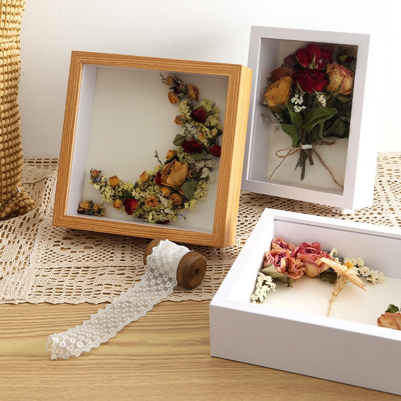 Marco de fotos de madera 3D de profundidad de 3cm para trabajo hecho a mano/figura de acción/exhibición de muestras de plantas marco de fotos decoración del hogar