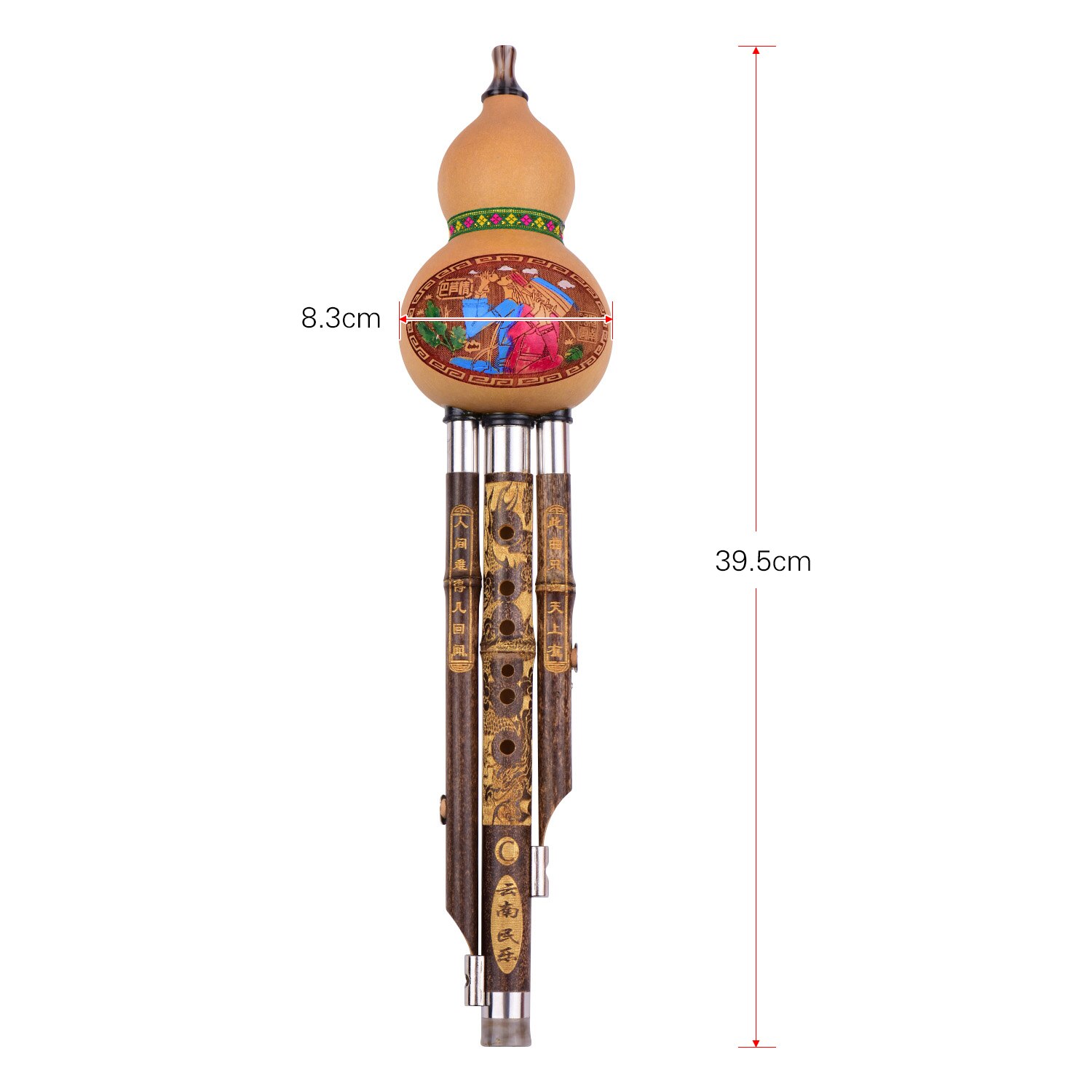 3 Tone C-Key Hulusi Gourd Cucurbit Flute Black Bamboo Pipes Chinese Traditional Instrument Set