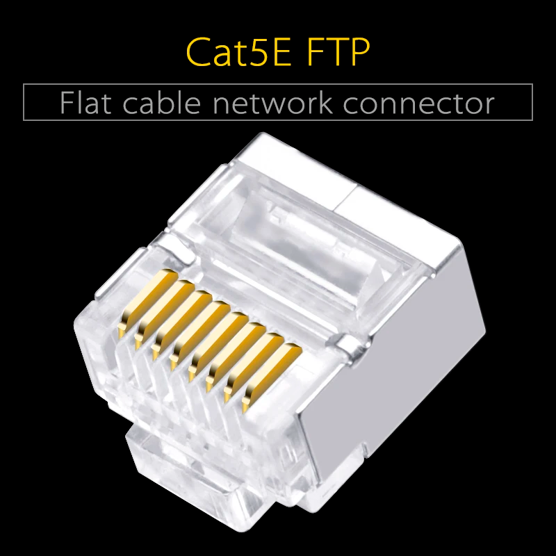 CNCOB Cat6 utp korte lichaam, twee stukken, platte kabel rj45 connector 8P8C modulaire netwerk connector Ethernet computer plug 50 stuks: Blauw