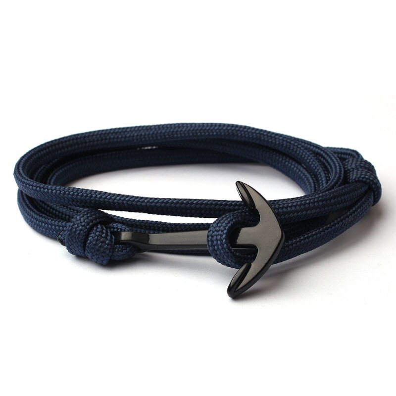 Kotwica bransoletki mężczyźni Double strand Nautical Survival Rope bransoletka Paracord kobiety czarna klamra sportowa ze stali nierdzewnej