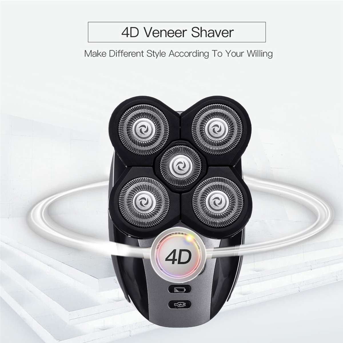 5 in 1 Multifunction Electric Shaver Hair Trimmer Clipper Bald Machine 5 Heads Rechargeable 4D Floating Head Electric Razor