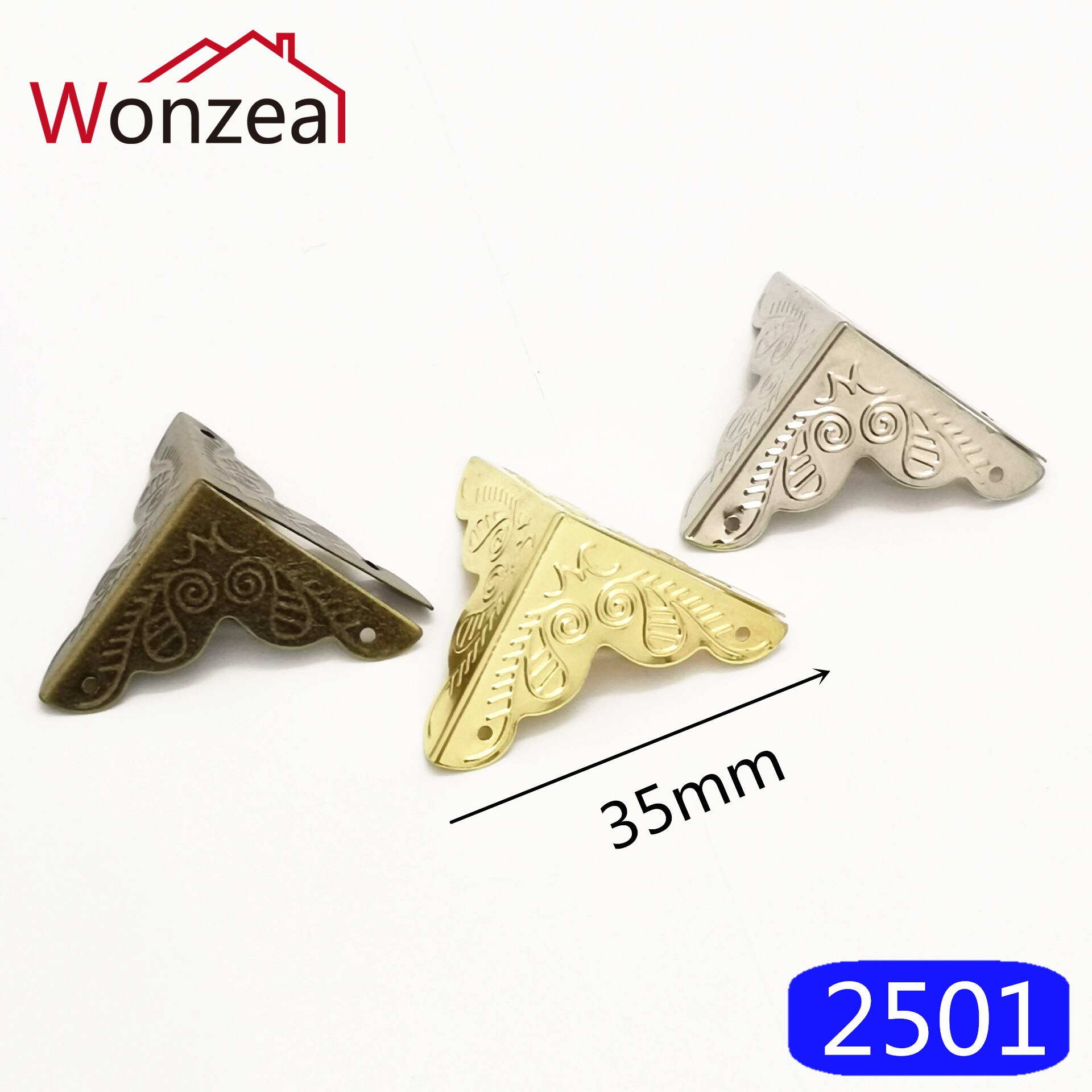 12 stks/partij Doos Hoeken Beugels Decoratieve Hoek Voor Meubels Decoratieve Driehoek Rotan Gesneden Antiek messing/Zilver/Gouden