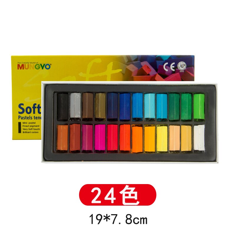 Mungyo-Mini pasteles de tiza no tóxicos de colores Pastel suave para artista estudiante, pluma de pintura de Graffiti, suministros de Arte de papelería escolar: 24pcs