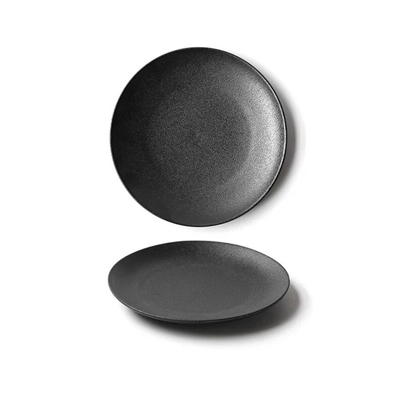 Ceramic home black frosted western food plate steak plate restaurant plate cutting plate tableware plate plates set