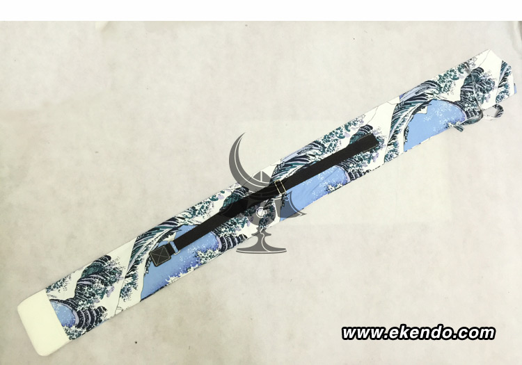 -ikendo.net - sg129 -  bomulls shenchuanhailang mönster shinai väska- för tre shinais med axelrem - bomull kendo shinai