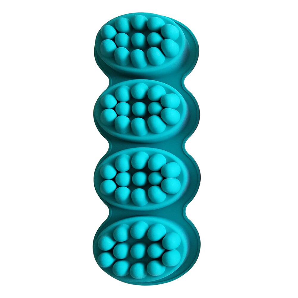 4 Grids Multifunction Reusable Durable Silicone Soap Mold Safety Non-Stick Soap Form for Massage Therapy Soap Mold: Blue