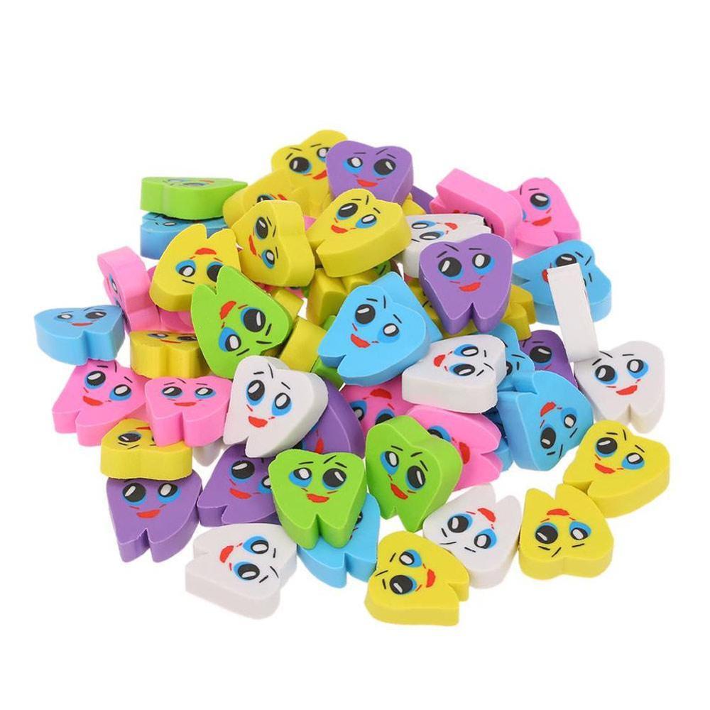 50pcs/bag Molar Shaped Tooth Rubber Erasers Dentist Dental Clinic School Great For Kids