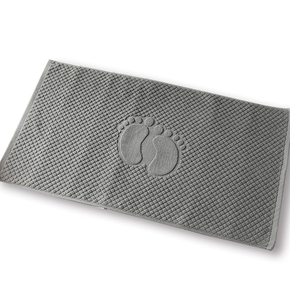 Baumwolle Bad Matte Bad Teppiche und Teppich Salon Hotel SPA Dusche Zimmer Füße Muster Handtuch Saugfähigen Wc Badewanne Matte: grey foot A