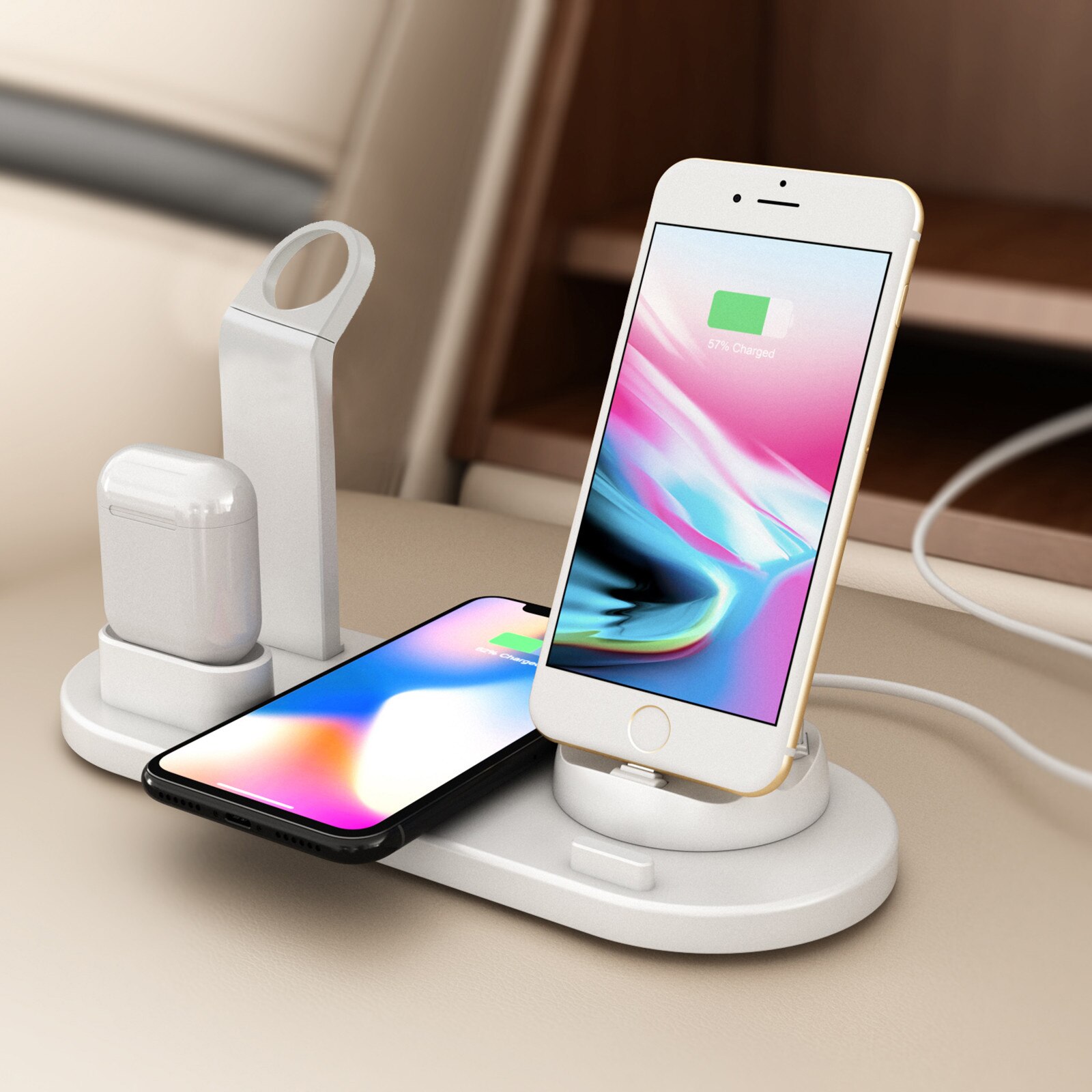 Three In One Wireless Charging Bluetooth Headset Charging Mobile Phone Charger Desktop Charger No Plug In