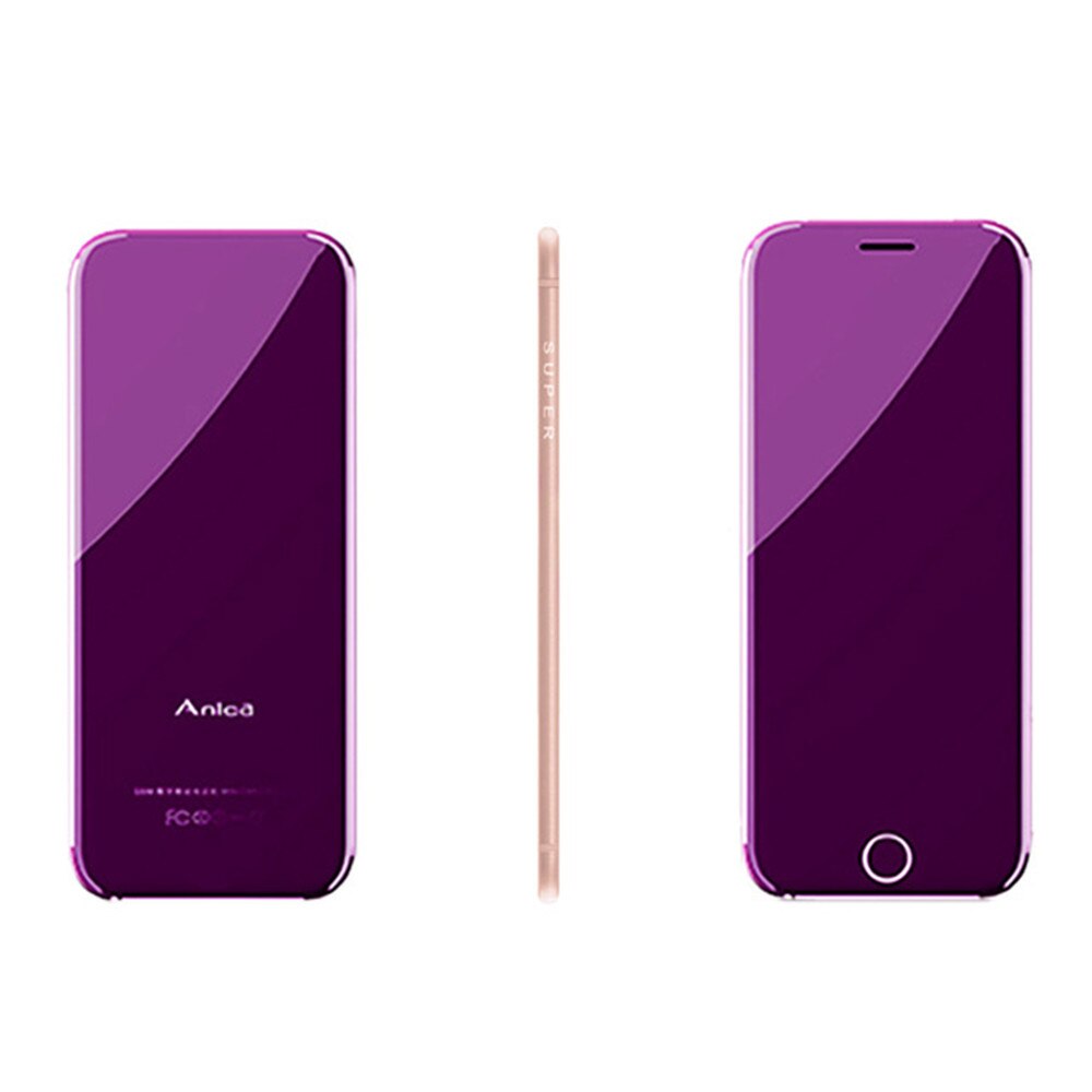 Anica A16 Mini Cell Phones, 1.54" Credit Card Size Bluetooth Dialer mini Celular Fone, Dual SIM big Sound Music Telefone Celular: Add 4GB TF Card / Purple
