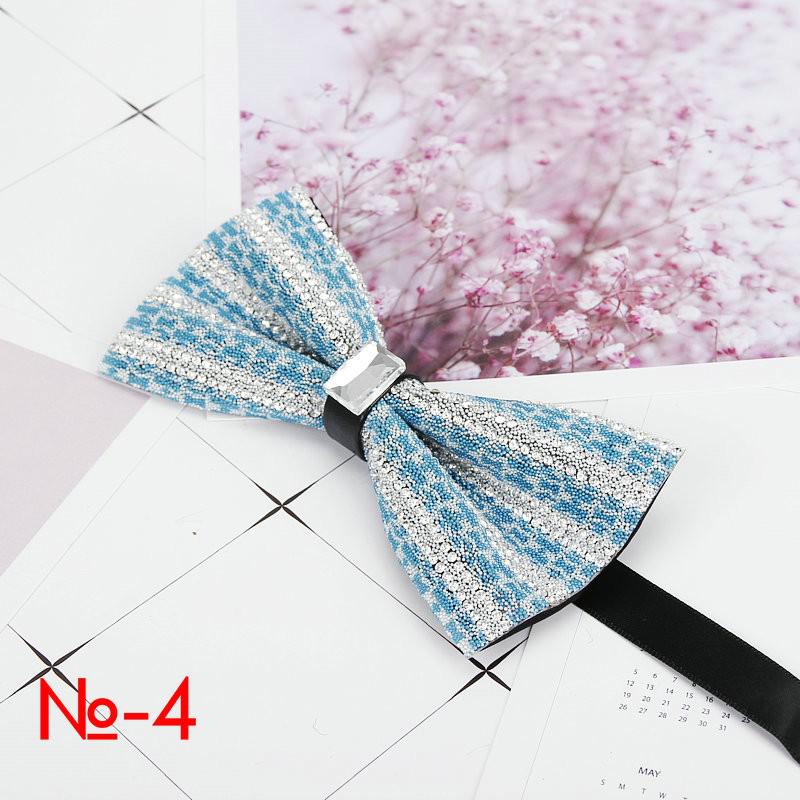 Nœud papillon rayé en diamant Pu pour hommes, accessoire de luxe, Super Cool, avec strass, pour mariage: 4