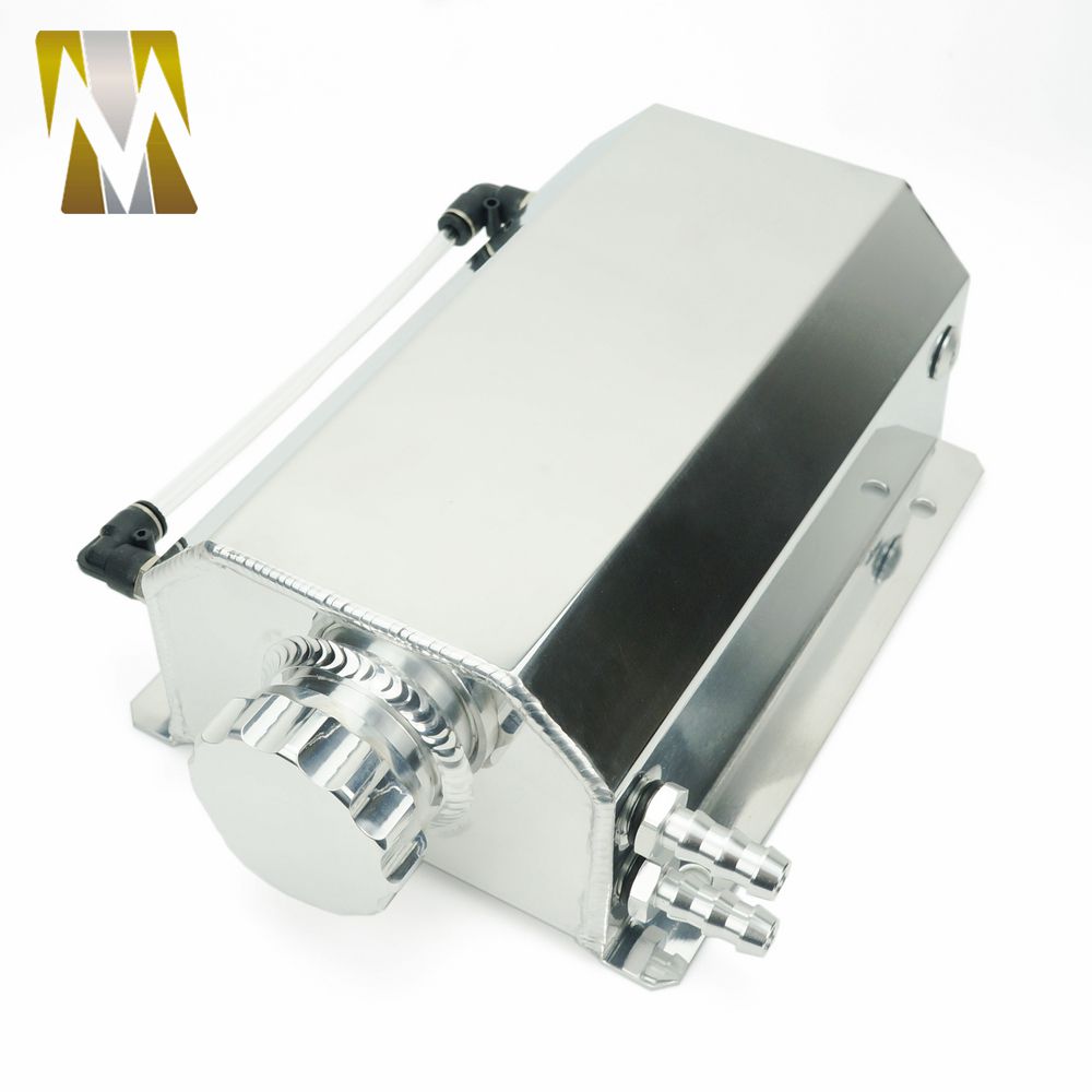 2L Litre Polished Alloy Header Expansion Water Tank Cap WATER HEADER TANK Coolant Overflow Tank Reservoir Kit Universal: Silver