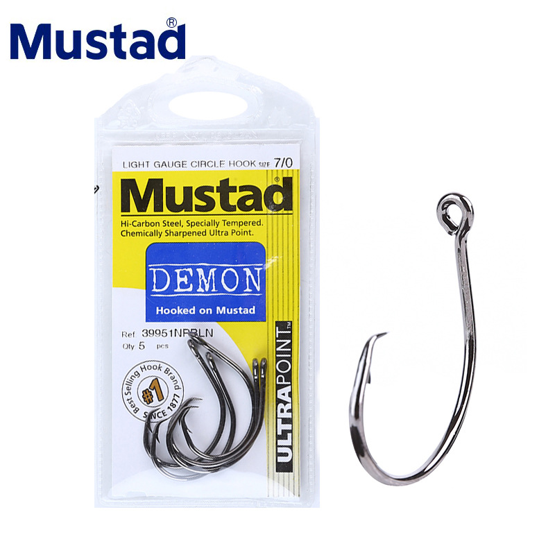 Mustad-Anzuelos de Pesca de acero al carbono, Anzuelos afilados resistentes al óxido, 39951