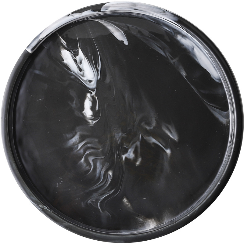Black Chinese Ink Painting Ceramic Storage Tray Jewelry Display Porcelain Plate Dessert Snack Cake Plate Restaurant Serving Tray