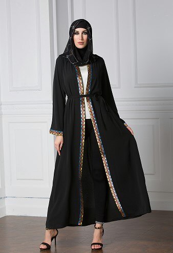 Muslimsk kjole abaya i dubai islamisk tøj til kvinder jilbab djellaba kappe musulmane tyrkisk baju kappe kimono kaftan: 4xl