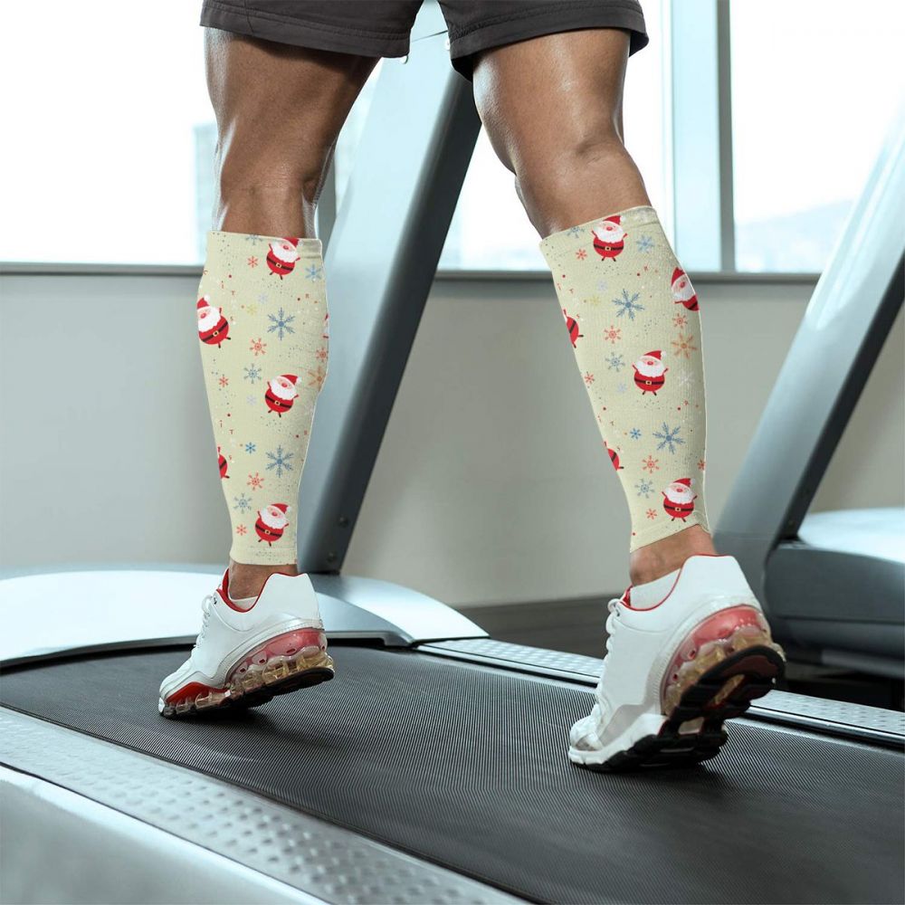 Calf Protector Sleeves Men Women Gym Sports Safety Calf cooling Compression Sleeves Shin Cycling Santa Claus snowflake Q007