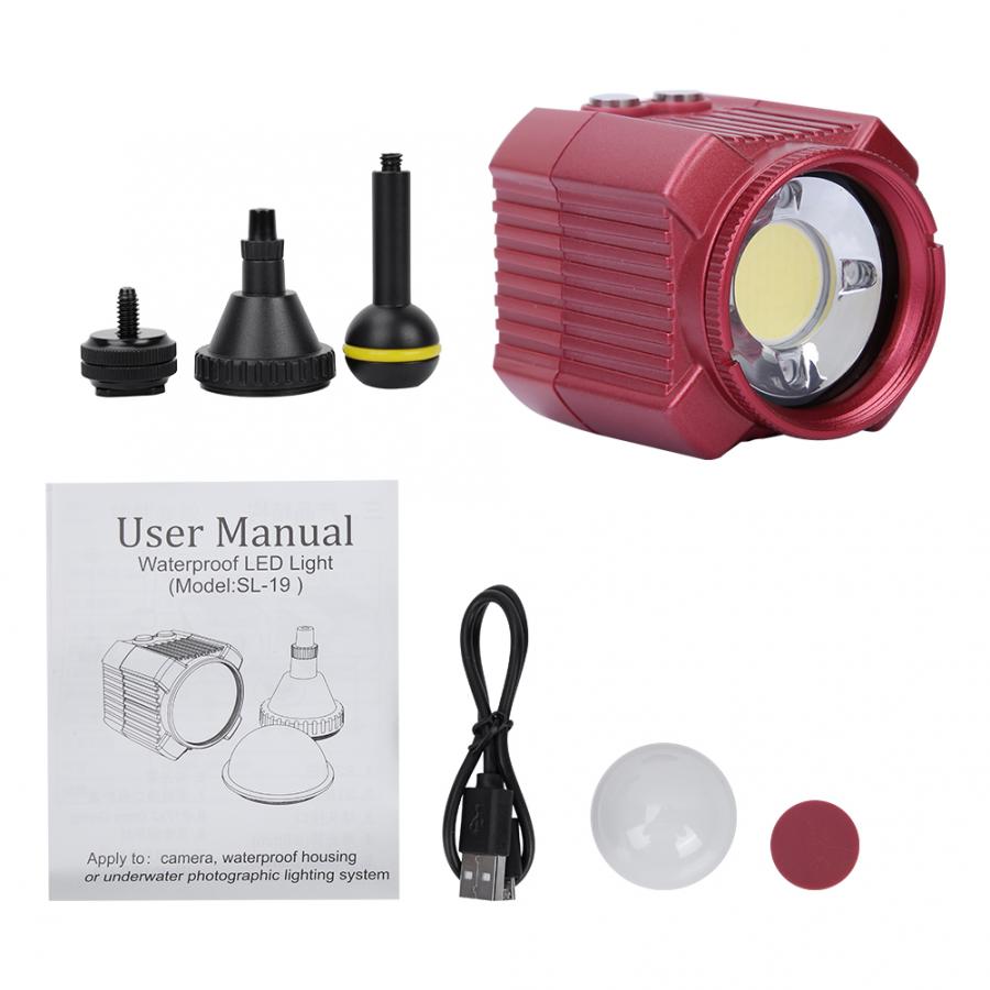SL-19 60m Waterproof 2000LM 6500K LED Light Underwater USB Charging Diving Fill Lights high-brightness LED beads