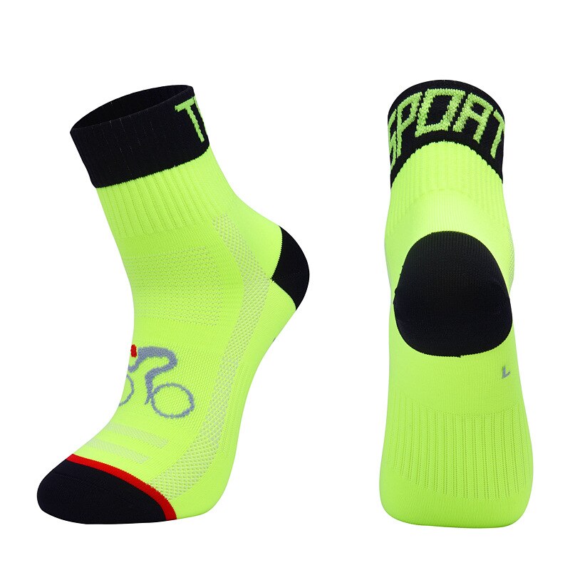 Men Women Cycling Sock Breathable Outdoor Basketball Socks Protect Feet Wicking Bike Running Football Sport Socks: Green / XL 43-46