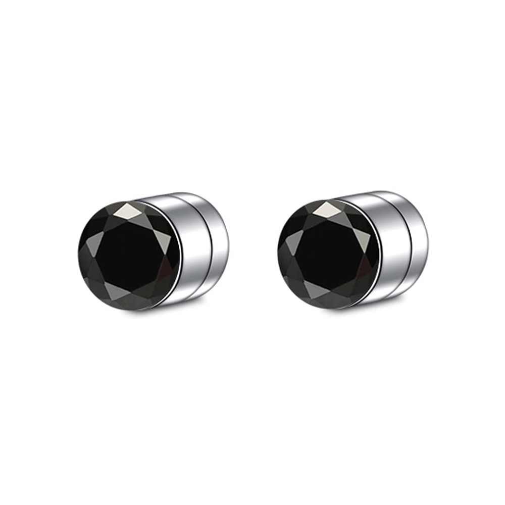 1 Pair Crystal Strong Magnetic Ear Stud Clip Earrings for Men Women Punk Round Zircon Magnet Earrings Non Piercing Jewelry: Light Yellow Color