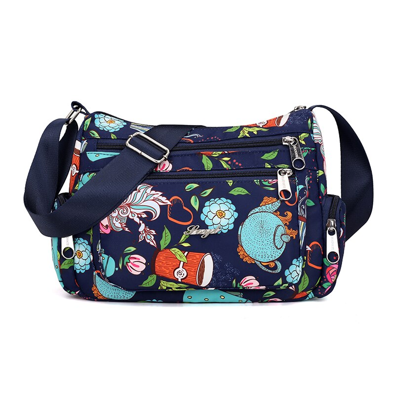 Bolso bandolera de nailon duradero de con Floral para mujer, bolso bandolera de tela impermeable para mujer: 6