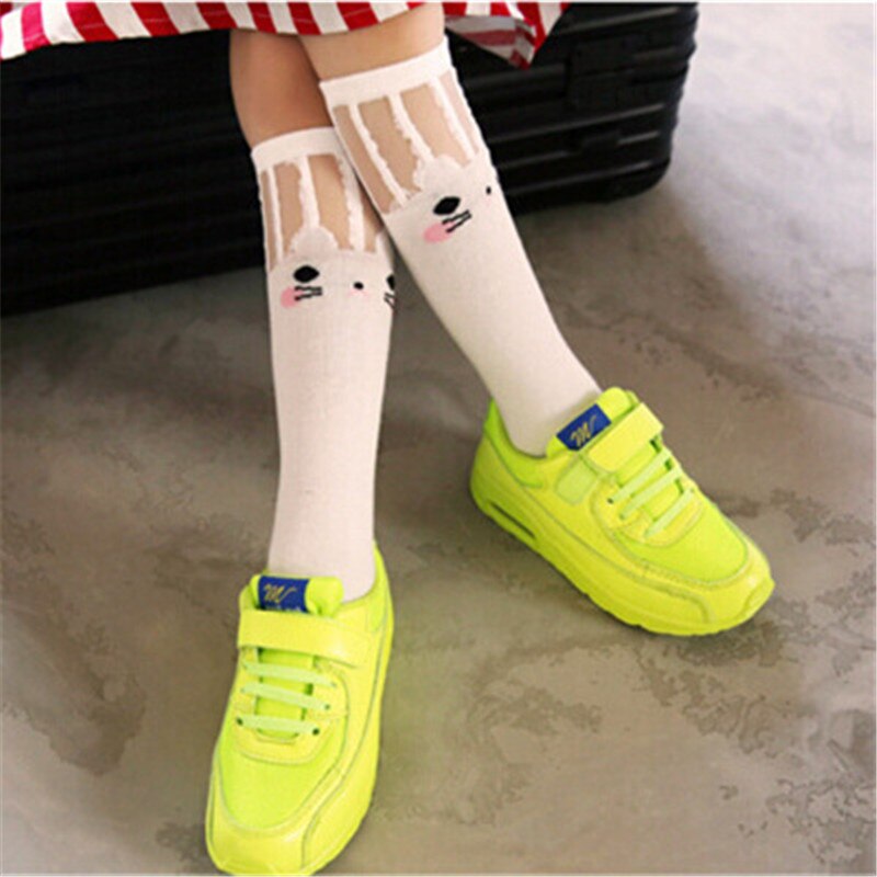 Piger knæhøje sokker børn bomuld blonder stribe splejsning åndbare komfortable børn mellemrør sokker: Type 2