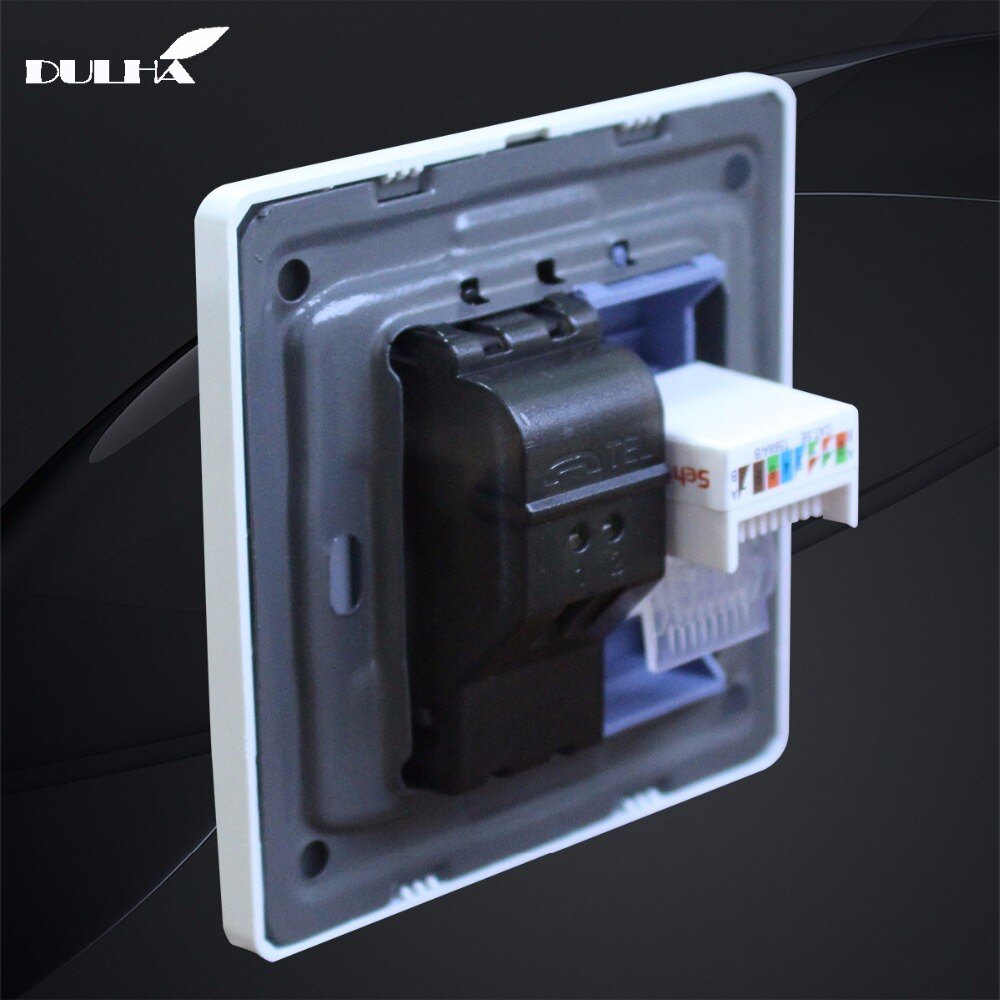 Telephone And Computer Wall Socket Double Port RJ45 Internet CAT5 Data Network Jack Plug + RJ11 TEL Universal Electrical Outlet