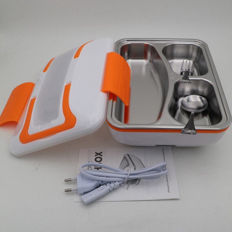 ABSS-220V Electric Heating Lunch Box Portable Heatable Food Heater with Removable Stainless Steel Container Cutlery Lunch Box wi